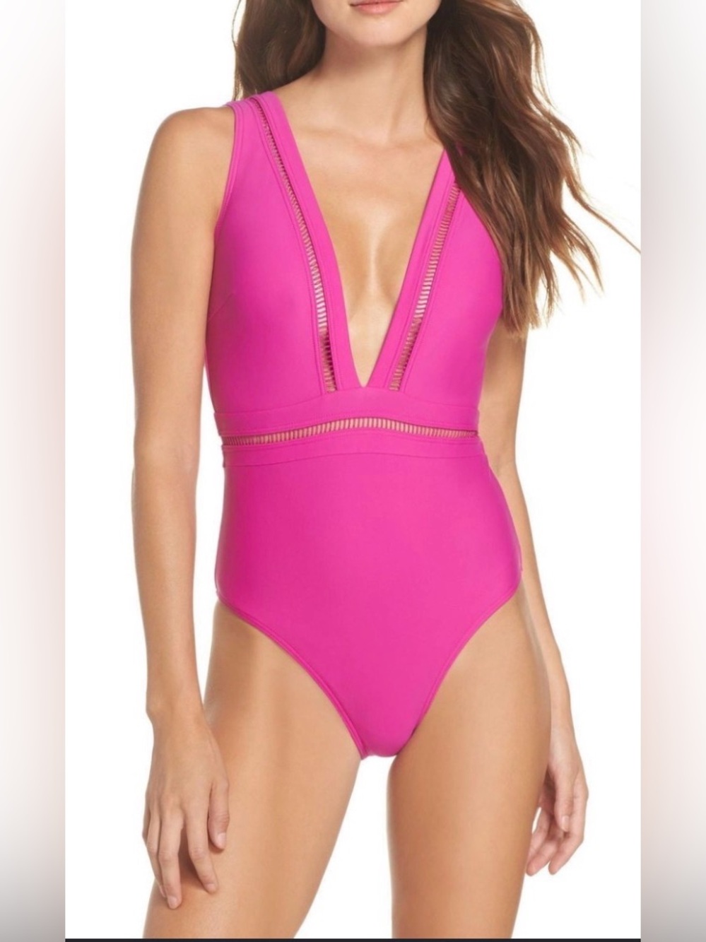 Ted Baker Fuchsia One-Piece Swimsuit with Deep V